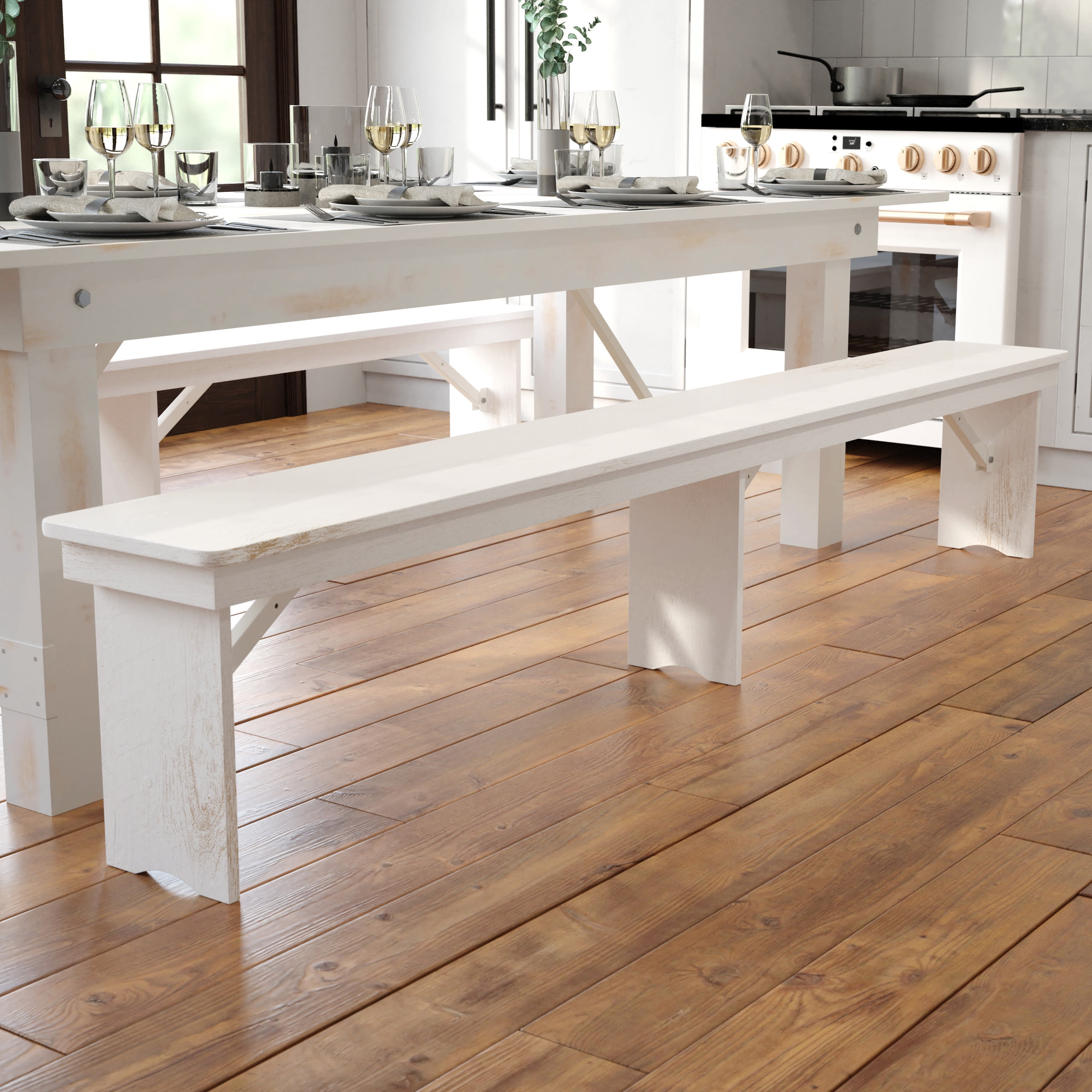 White farm bench discount