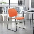 thumbnail image 1 of BizChair HERCULES Series 880 lb. Capacity Orange Ultra-Compact Stack Chair with Black Powder Coated Frame, 1 of 14