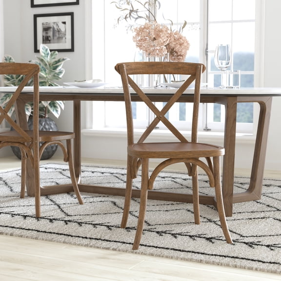 BizChair Hand Scraped Dark Natural X-Back Chair