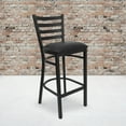 thumbnail image 1 of BizChair Hercules Ladder Back Vinyl Barstool, Black, Set of 2, 1 of 13