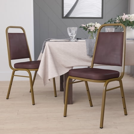 BizChair Hercules Series Adult Size Trapezoidal Stacking Banquet Chairs, Set of 4, Brown