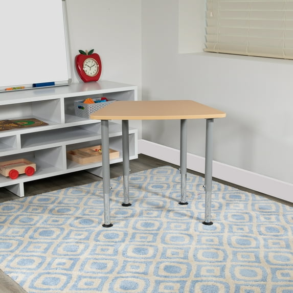 BizChair Hex Natural Collaborative Student Desk (Adjustable from 22.3" to 34") - Home and Classroom