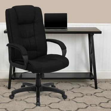 BizChair High Back Black Fabric Multi-Line Stitch Upholstered Executive Swivel Office Chair with Arms