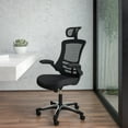 thumbnail image 1 of BizChair High-Back Black Mesh Swivel Ergonomic Executive Office Chair with Flip-Up Arms and Adjustable Headrest, BIFMA Certified, 1 of 14