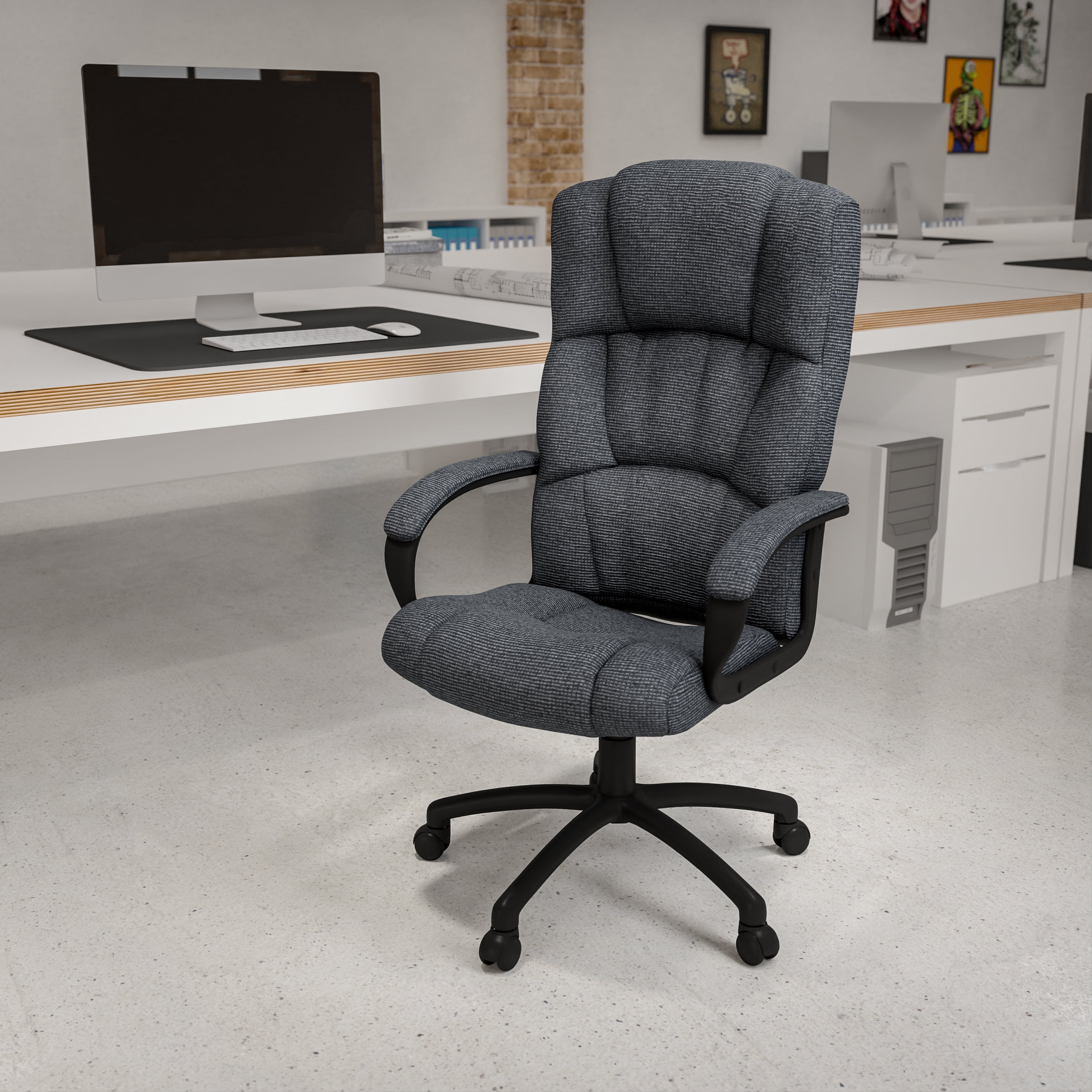 ErgoComfort High Back Gray Polyester Executive Swivel Chair