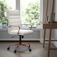 thumbnail image 1 of BizChair High Back White LeatherSoft Executive Swivel Office Chair with Rose Gold Frame and Arms, 1 of 13