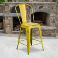 thumbnail image 1 of BizChair High Distressed Metal Indoor-Outdoor Counter Height Stool Yellow, 1 of 8