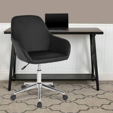 BizChair Home and Office Mid-Back Chair in Black LeatherSoft