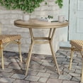 thumbnail image 1 of BizChair Indoor/Outdoor Commercial Bistro 31.5" Table, Natural/White PE Rattan, Glass Top, Bamboo Print Aluminum Frame in Light Natural, 1 of 12