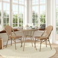 thumbnail image 1 of BizChair Indoor/Outdoor Commercial Bistro 31.5" Table, Natural/White PE Rattan, Glass Top with 2 Stack Chairs - Light Natural, 1 of 10