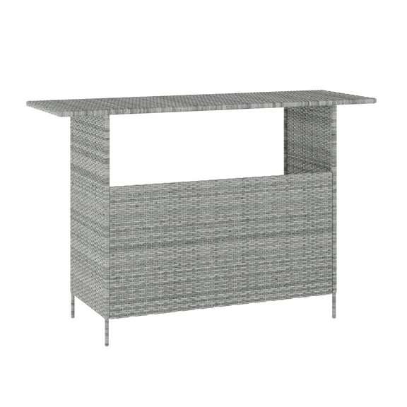 BizChair Indoor/Outdoor Wicker Rattan Patio Bar Counter Table with 2 Shelves, Gray