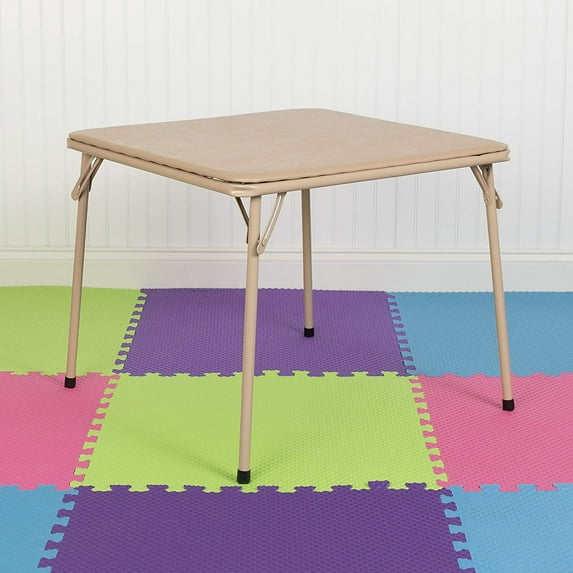BizChair Kids Tan Folding Game and Activity Table - Toddler Table for Daycare Center