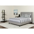 thumbnail image 1 of BizChair King Size Tufted Upholstered Platform Bed with Accent Nail Trimmed Extended Sides in Light Gray Fabric with Mattress, 1 of 6