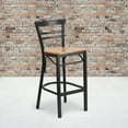 thumbnail image 1 of BizChair Ladder Back Bar Stool Natural Wood Seat, Black Metal Frame (Set of 2), 1 of 8