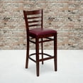 thumbnail image 1 of BizChair Ladder Back Mahogany Wood Barstool, Burgundy Vinyl Seat (Set of 2), 1 of 8