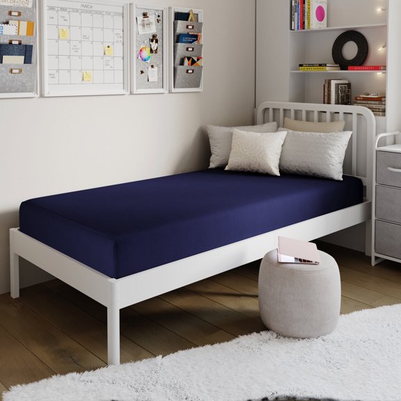 BizChair Liquid-Resistant Memory Foam 8" Twin XL Mattress with Removable Cover with Zipper in Blue