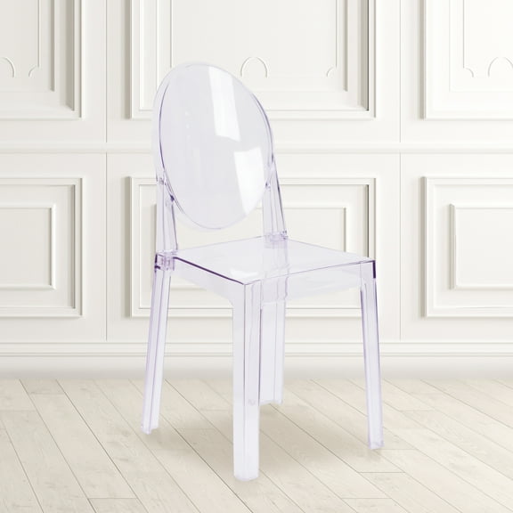 BizChair Louis XVI Ghost Chair with Oval Back, Transparent Crystal (Set of 4)