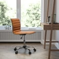 thumbnail image 1 of BizChair Low Back Designer Armless Brown Ribbed Swivel Task Office Chair with Black Frame and Base, 1 of 14