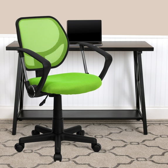 BizChair Low Back Green Mesh Swivel Task Office Chair with Arms