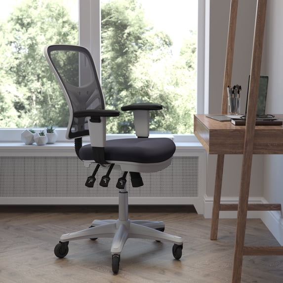 BizChair Mesh Mid Back Desk Chair with Adjustable Arms, Dark Gray