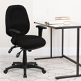 thumbnail image 1 of BizChair Mid-Back Black Fabric Multifunction Executive Swivel Ergonomic Office Chair with Adjustable Arms, 1 of 11
