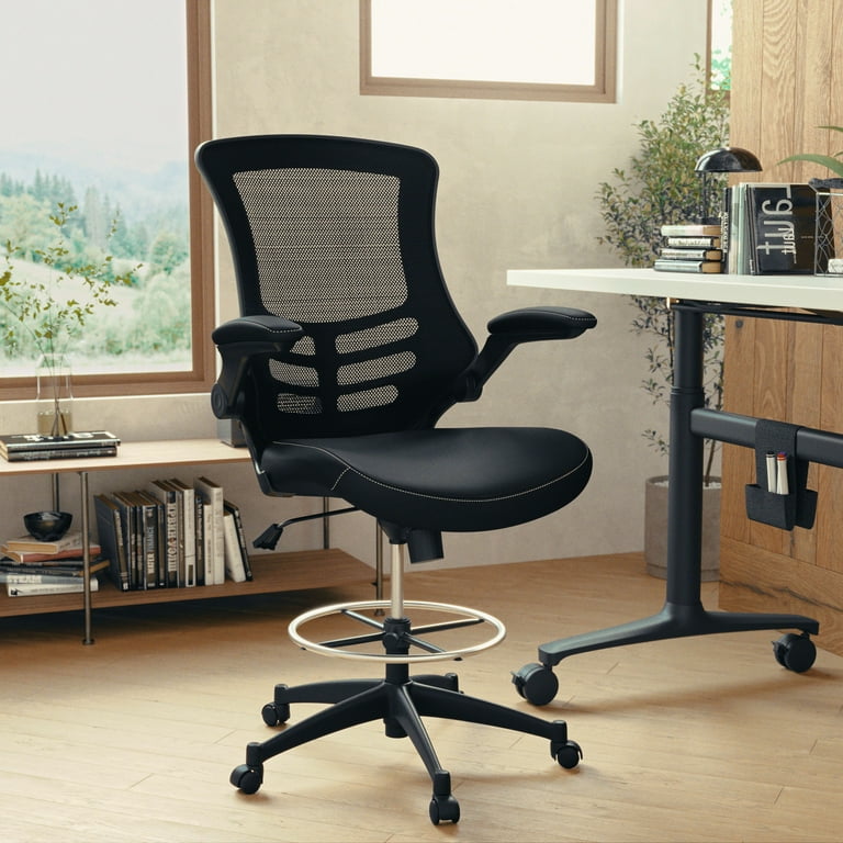 BizChair Mid-Back Black Mesh Ergonomic Drafting Chair with