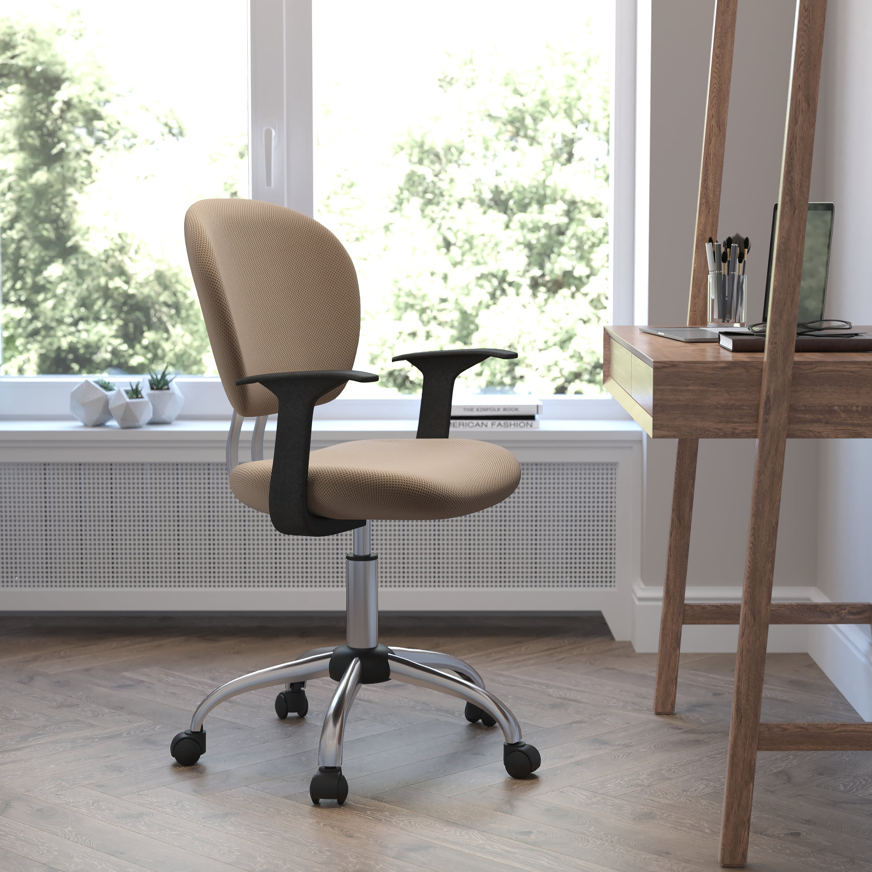 ErgoComfort Mid-Back Brown Mesh Swivel Task Chair