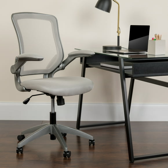 BizChair Mid Back Lumbar Support and 360 Degree Swivel Task Desk Chair, Gray