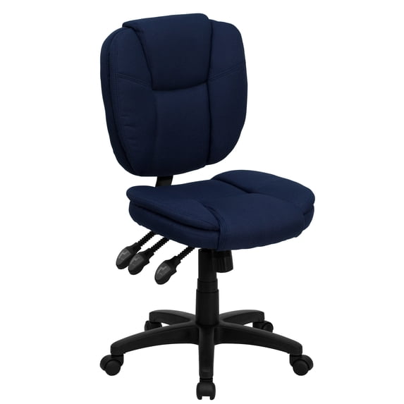 BizChair Fabric Mid Back Office Desk Chair with Pillow Top Cushioning, Navy Blue
