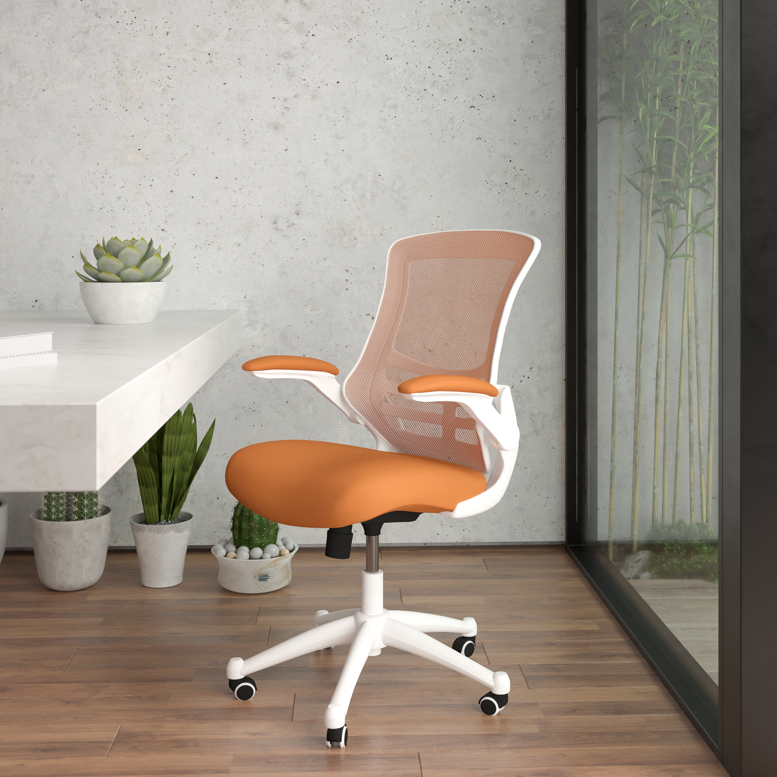 BizChair Mid-Back Tan Mesh Swivel Ergonomic Task Office Chair with