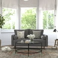 thumbnail image 1 of BizChair Mid-Century Modern Loveseat Sofa with Tufted Faux Linen Upholstery & Solid Wood Legs in Dark Gray, 1 of 11