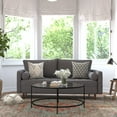 thumbnail image 1 of BizChair Mid-Century Modern Sofa with Tufted Faux Linen Upholstery & Solid Wood Legs in Dark Gray, 1 of 12