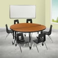 thumbnail image 1 of BizChair Mobile 47.5" Circle Wave Flexible Laminate Activity Table Set with 14" Student Stack Chairs, Oak/Black, 1 of 12