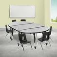 thumbnail image 1 of BizChair Mobile 76" Oval Wave Flexible Laminate Activity Table Set with 14" Student Stack Chairs, Grey/Black, 1 of 15