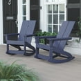 thumbnail image 1 of BizChair Modern Commercial Grade All-Weather 2-Slat Poly Resin Rocking Adirondack Chair with Rust Resistant Stainless Steel Hardware in Navy - Set of2, 1 of 13