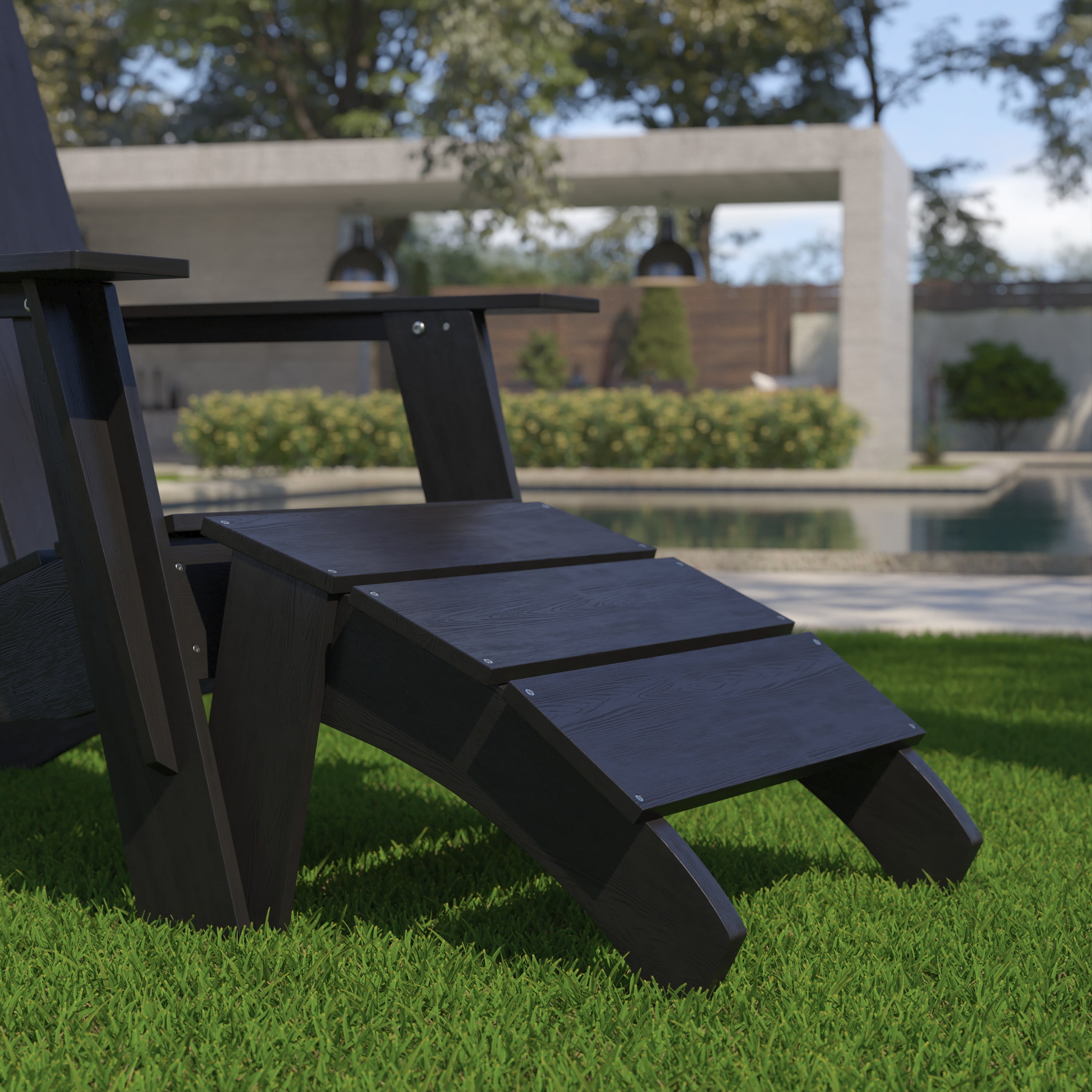 BizChair Modern Commercial Grade All-Weather Poly Resin Wood Adirondack ...