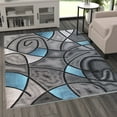 thumbnail image 1 of BizChair Modern Contemporary Area Rug, Blue Grey Black (5 Feet X 7 Feet), 1 of 7