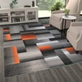 thumbnail image 1 of BizChair Modern Contemporary Area Rug, Orange Grey Black (6 Feet X 9 Feet, Orange), 1 of 6