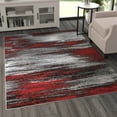 thumbnail image 1 of BizChair Modern Contemporary Area Rug, Red Grey Black (5 Feet X 7 Feet), 1 of 7