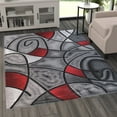thumbnail image 1 of BizChair Modern Contemporary Area Rug, Red Grey Black. (5 Feet X 7 Feet), 1 of 7