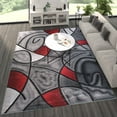 thumbnail image 1 of BizChair Modern Contemporary Area Rug, Red Grey Black. (8 Feet X 10 Feet), 1 of 7