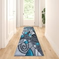 thumbnail image 1 of BizChair Modern Contemporary Area Rug, Turquoise Grey Black (2 Feet X 7 Feet), 1 of 6
