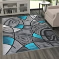 thumbnail image 1 of BizChair Modern Contemporary Area Rug, Turquoise Grey Black (5 Feet X 7 Feet), 1 of 7