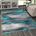 thumbnail image 1 of BizChair Modern Contemporary Area Rug, Turquoise Grey Black (5 Feet X 7 Feet), 1 of 7
