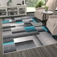thumbnail image 1 of BizChair Modern Contemporary Area Rug, Turquoise Grey Black (6 Feet X 9 Feet), 1 of 6