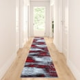 thumbnail image 1 of BizChair Modern Contemporary Runner Area Rug Red Grey Black (2 Feet 4 Inch X 10 Feet 11 Inch) Long Runner, 1 of 6