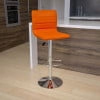 Modern Swivel Orange Vinyl & Chrome Adjustable Barstool