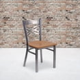 thumbnail image 1 of BizChair Natural Wood Seat Metal Restaurant Chairs, Clear Coated, 1 of 7