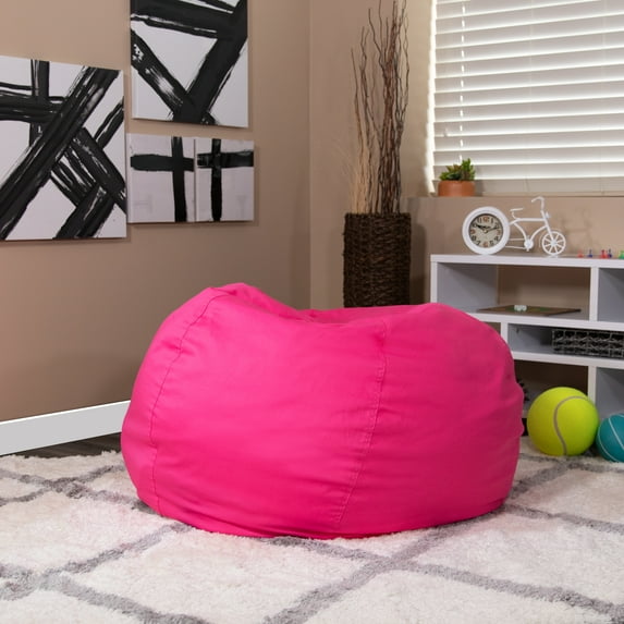 BizChair Oversized Solid Hot Pink Refillable Bean Bag Chair for All Ages