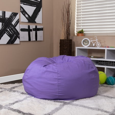 BizChair Oversized Solid Purple Refillable Bean Bag Chair for All Ages